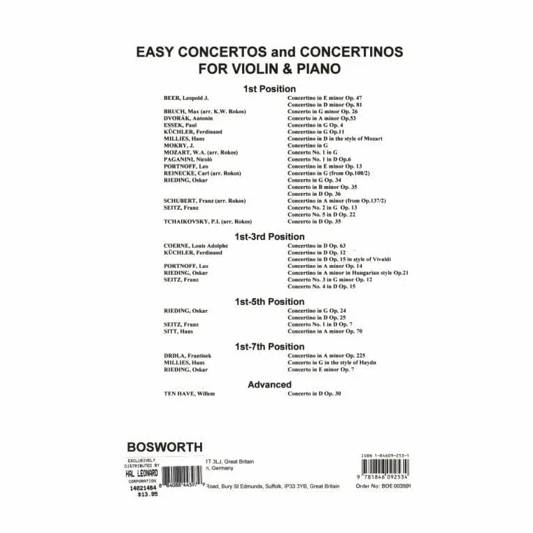 Millies Concertino D-Dur Violine Klavier Mozart-Stil Bosworth