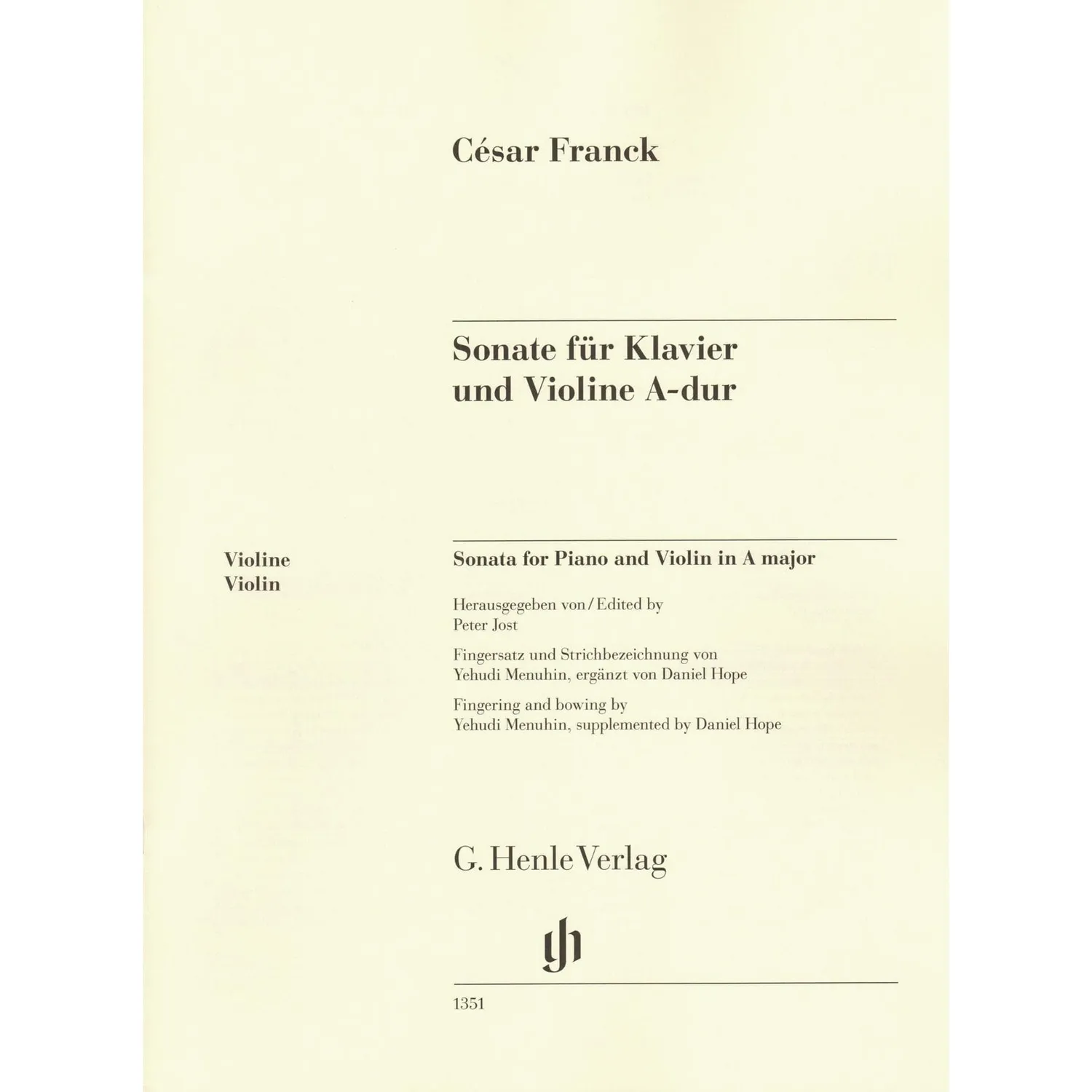 Franck Sonate A-Dur Violine Noten Henle Urtext