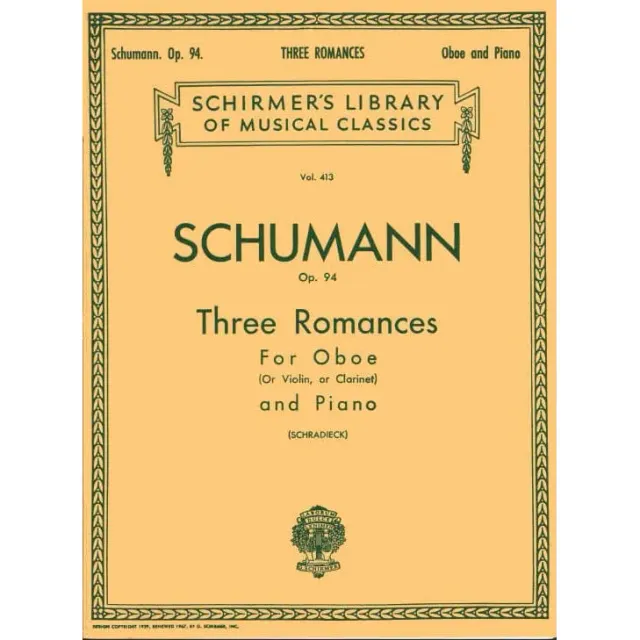 Schirmer Schumann 3 Romanzen Op 94 Noten Violine Oboe Klavier