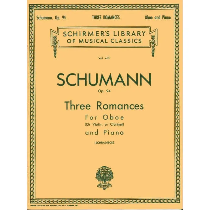 Schirmer Schumann 3 Romanzen Op 94 Noten Violine Oboe Klavier