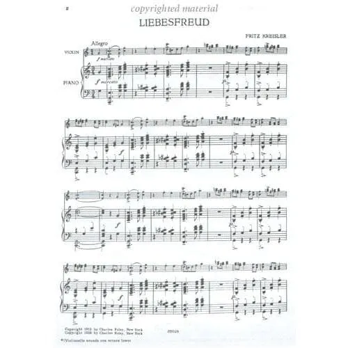 Carl Fischer Kreisler Liebesfreud Cello Klaviernoten