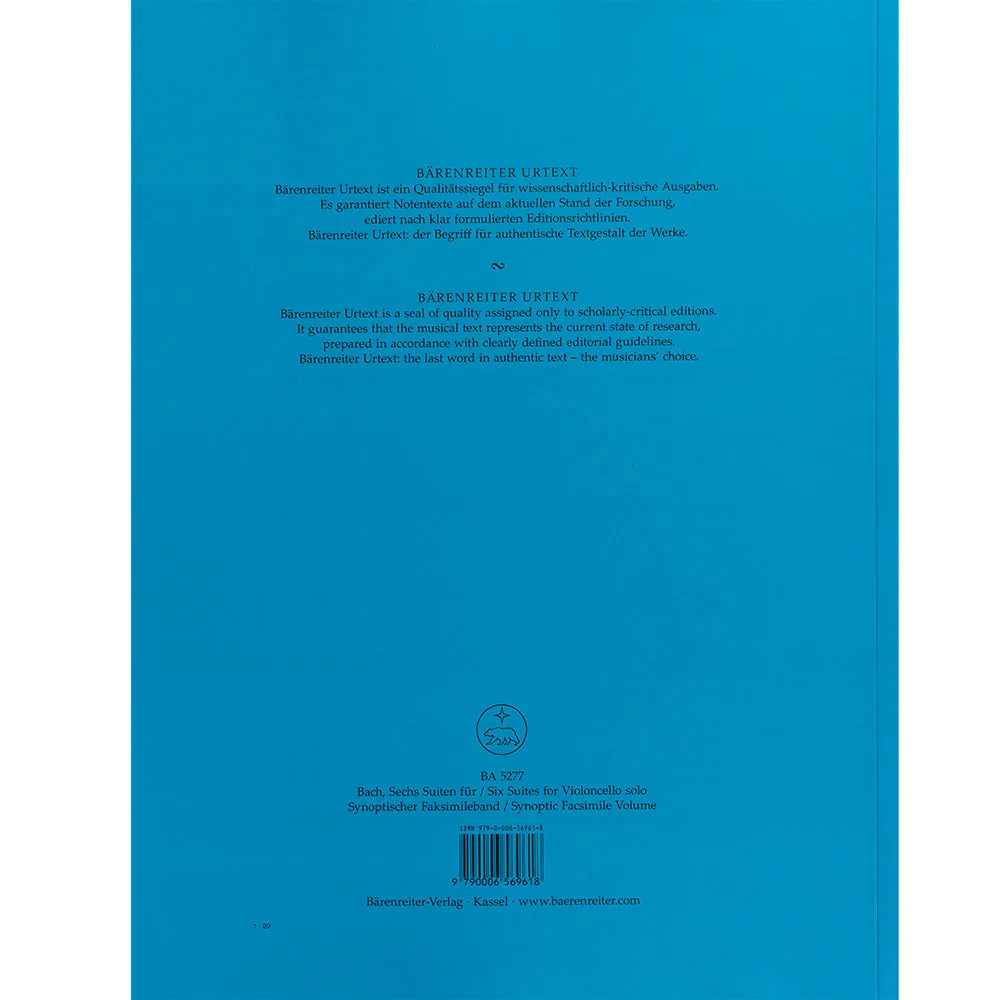 Bach Sechs Suiten Cello-Noten BWV 1007-1012 Faksimile