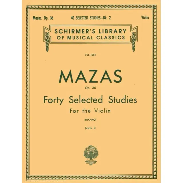 Schirmer Mazas 40 Studien Op. 36 Heft 2 Violinnoten