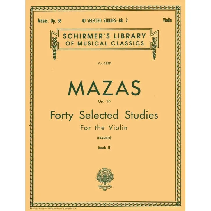 Schirmer Mazas 40 Studien Op. 36 Heft 2 Violinnoten