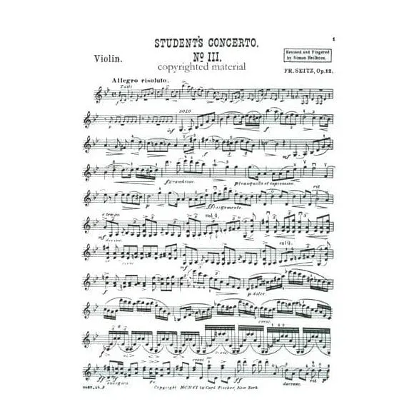 Shar Seitz Schülerkonzert Nr. 3 g-Moll op. 12 Noten Violine
