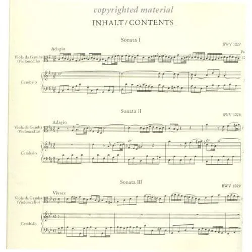 Peters Bach 3 Gambensonaten BWV 1027-1029 Noten Cello Klavier Urtext