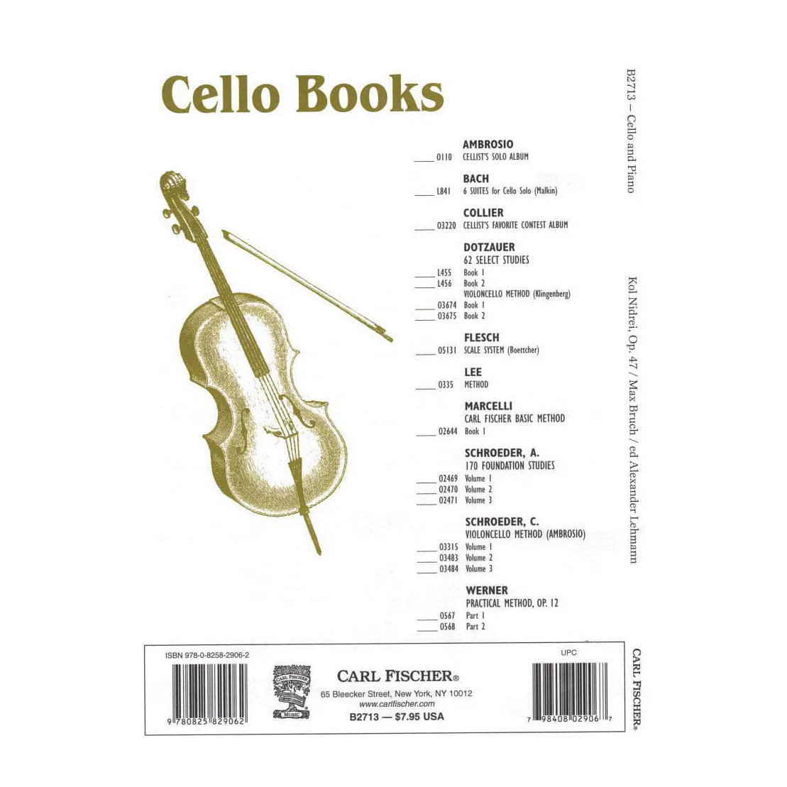 Carl Fischer Bruch Kol Nidrei Op.47 Noten Cello Klavier Lehmann