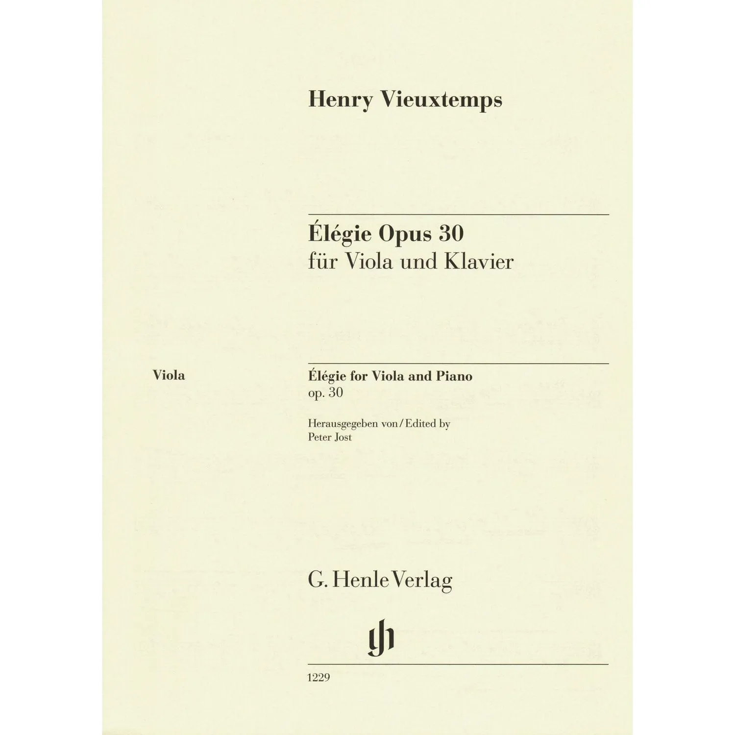 Henle Vieuxtemps Elegie Op. 30 Noten Bratsche Klavier