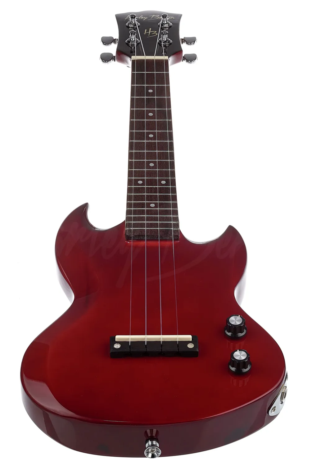 Harley Benton DC-Ukulele CH E-Ukulele Sopran Kirschrot 18 Bünde