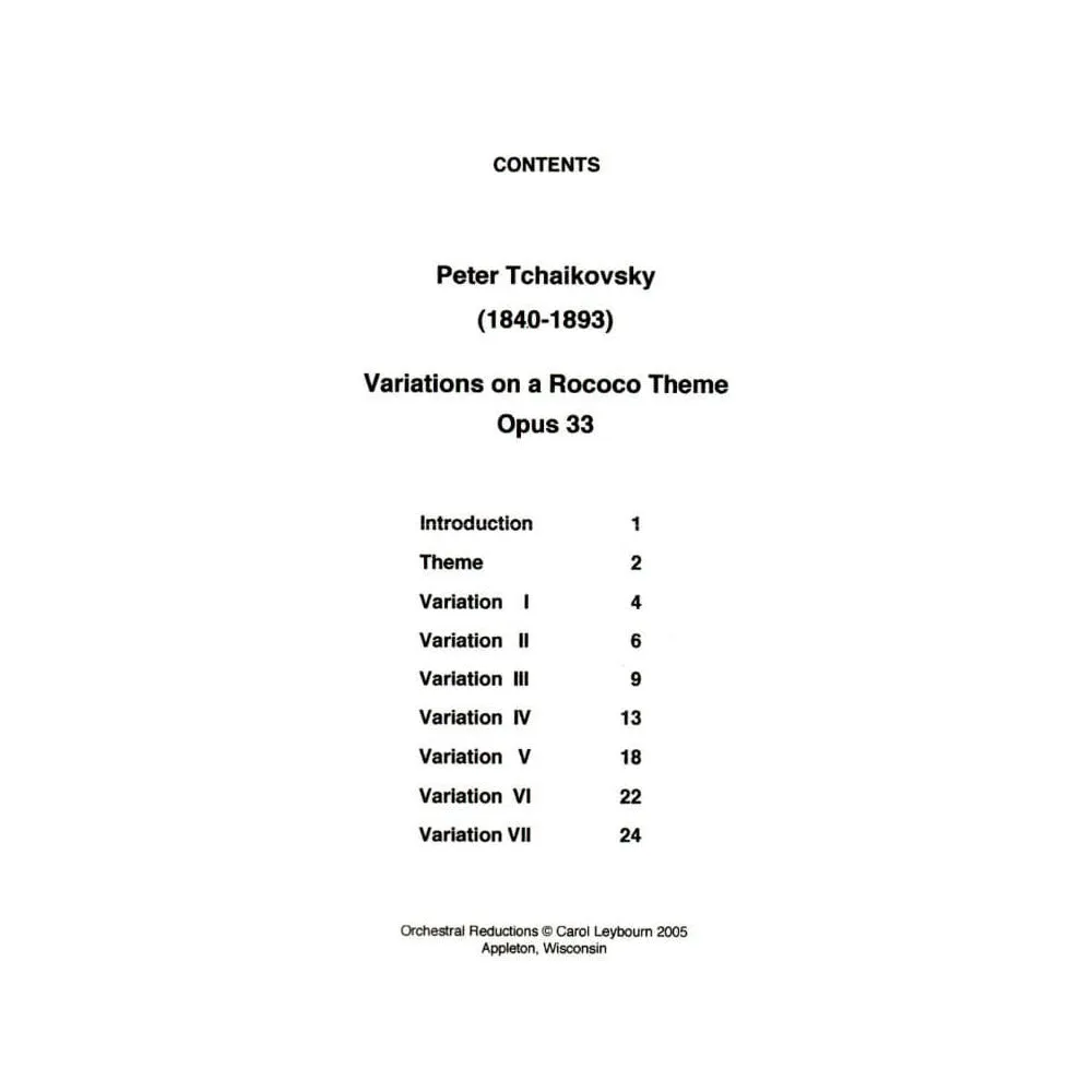 Tschaikowski Rokoko-Variationen Cello Klavierbegleitung