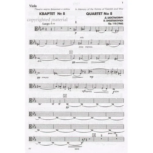 DSCH Schostakowitsch Quartett Nr.8 op.110 Stimmensatz c-moll