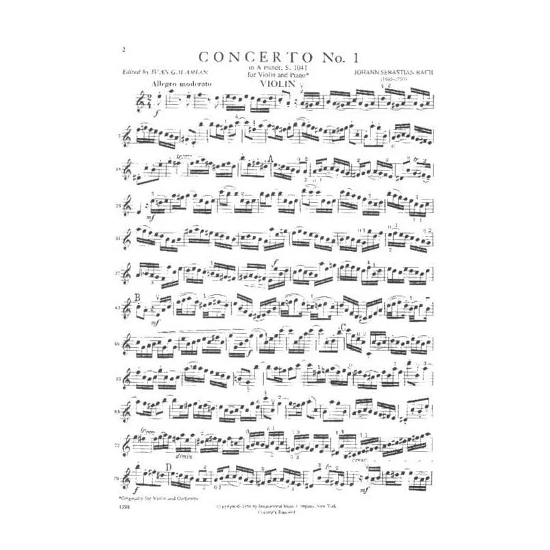 Bach BWV 1041 Violinkonzert a-Moll Noten Galamian
