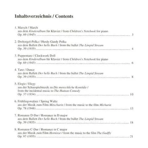 Sikorski Schostakowitsch Albumstücke Violannoten Klavier