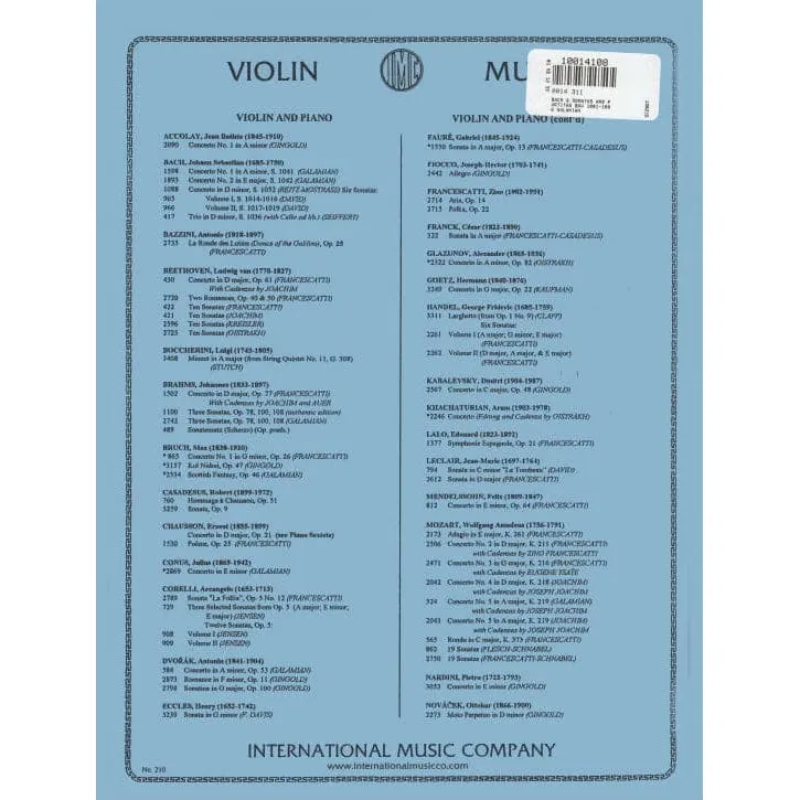 International Bach Sonaten Partiten Violine Galamian Noten