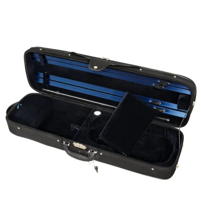 MV Oblong Wood Geigenkasten 4/4 Holz Schwarz-Blau