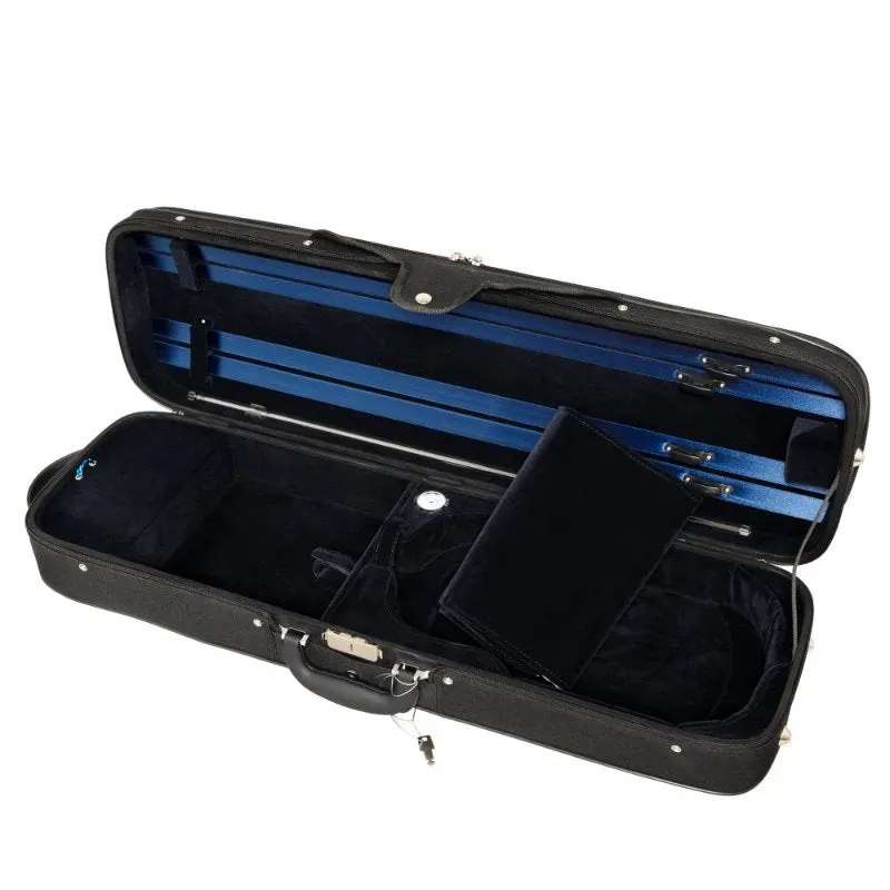 MV Oblong Wood Geigenkasten 4/4 Holz Schwarz-Blau
