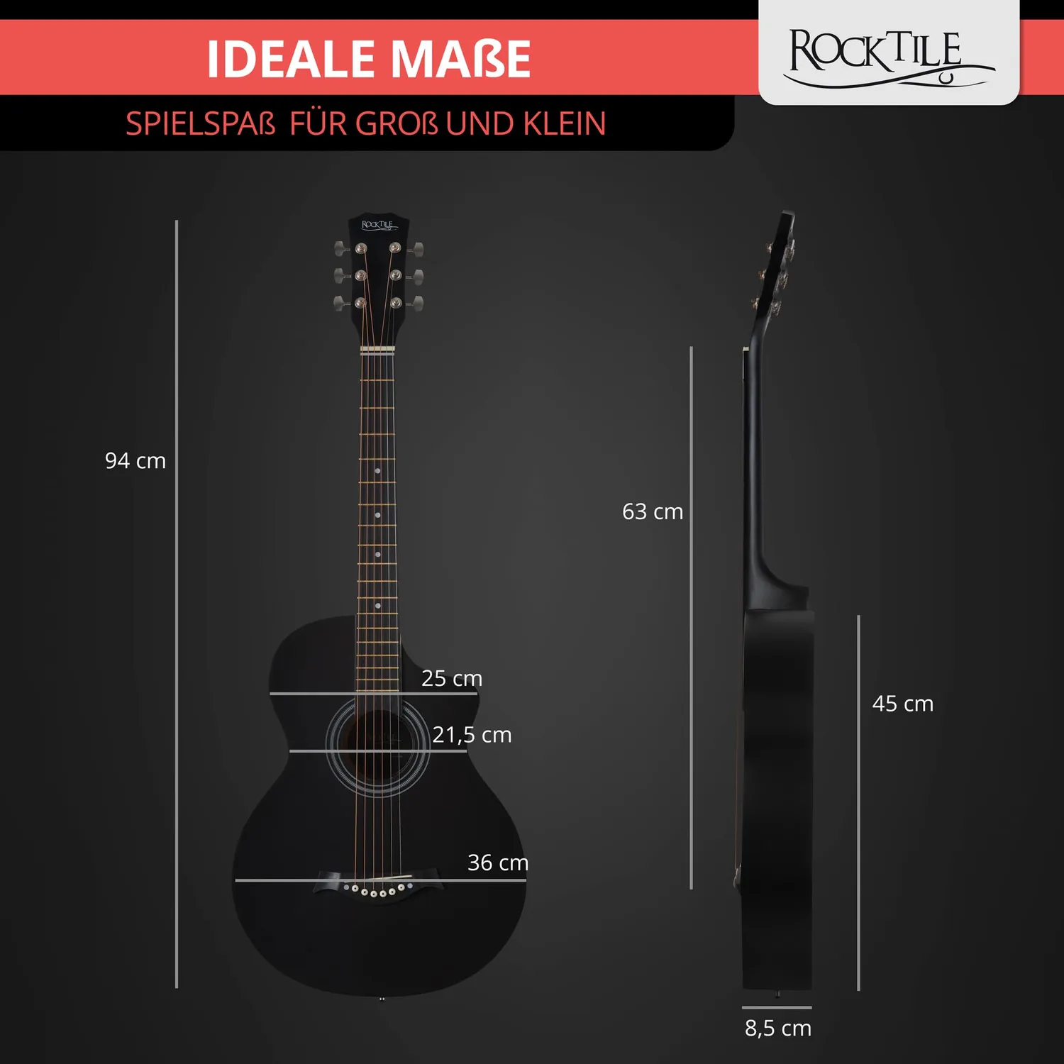 Rocktile WSC-4C Westerngitarre Schwarz Concert