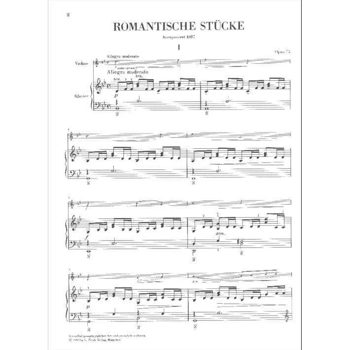 Henle Dvorák Vier romantische Stücke Op.75 Violinenoten Urtext