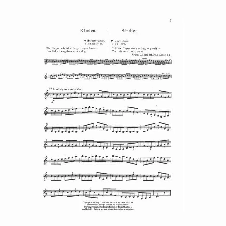 Wohlfahrt 60 Studien Op 45 Violine Noten komplett