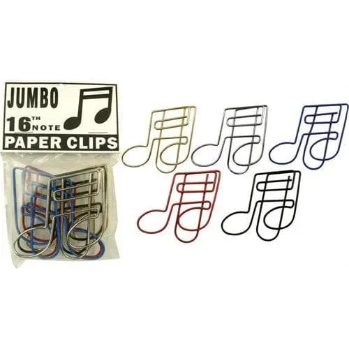 Shar Music Jumbo Paper Clips Sechzehntelnoten 5er Set bunt