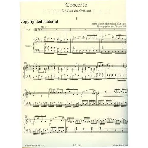 Peters Hoffmeister Konzert D-Dur Viola-Klavier Noten