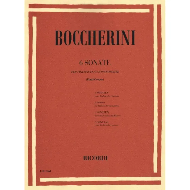 Ricordi Boccherini 6 Sonaten Cello Noten mit Klavier