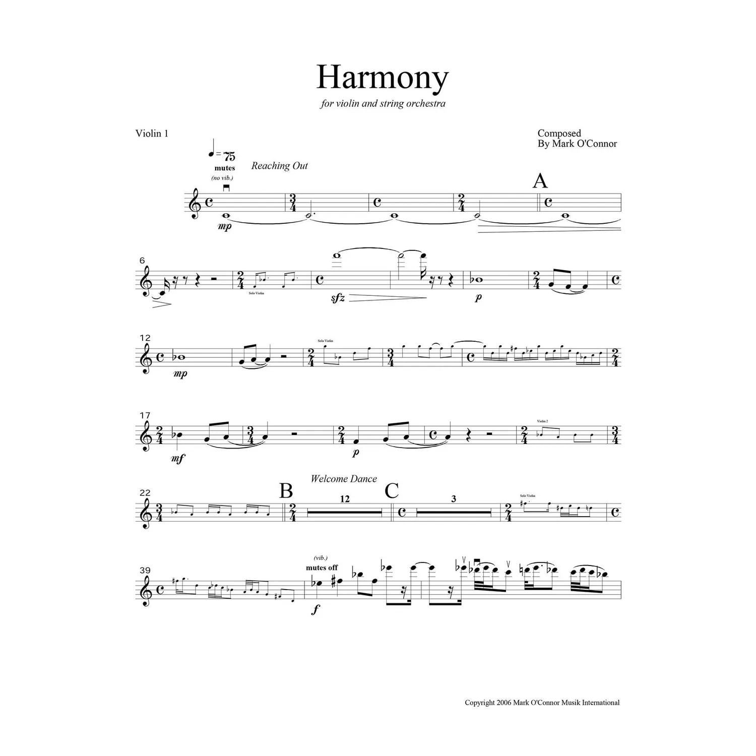 O'Connor Harmony 1st Violin Noten Download Streicher