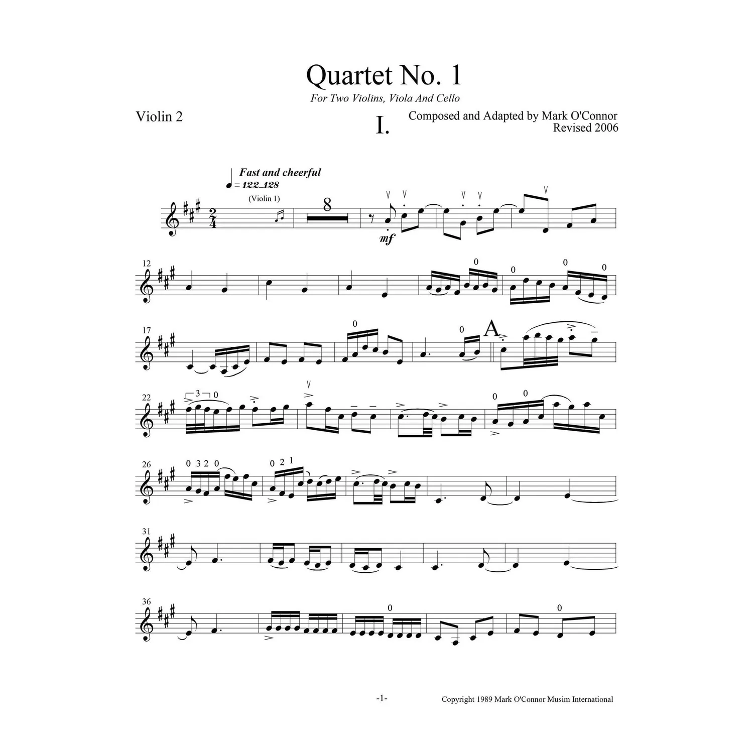 Mark O'Connor Quartet Violine-2-Noten Download 4 Sätze