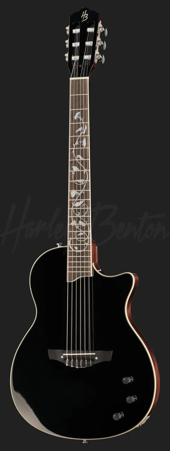 Harley Benton Nashville Nylon Plus Konzertgitarre Schwarz Fichte