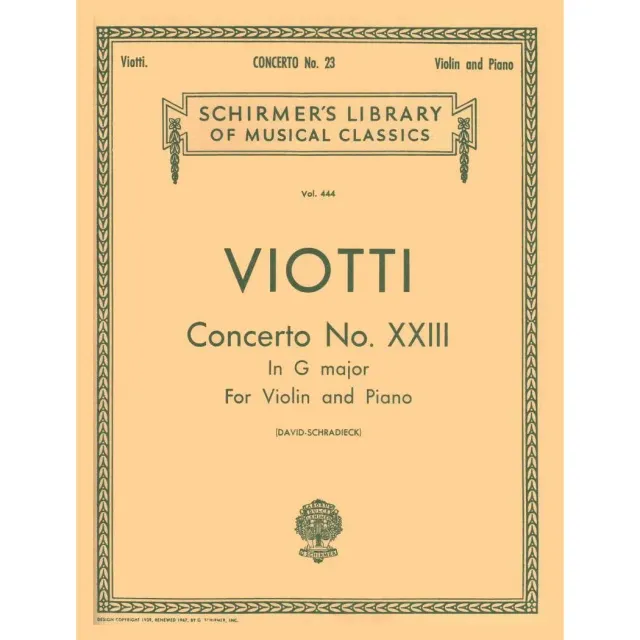Viotti Konzert Nr. 23 G-Dur David Schradieck Noten Violine Klavier
