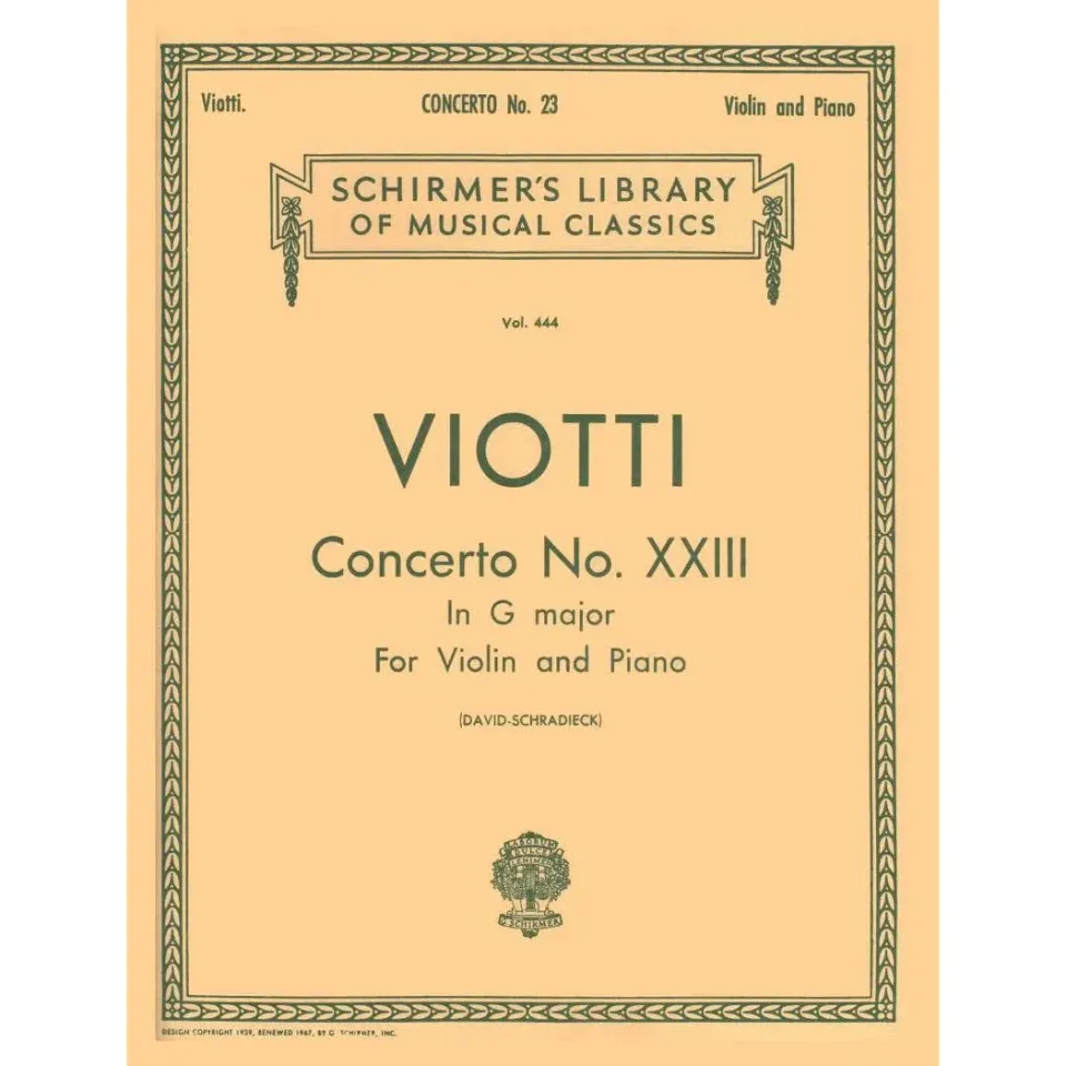 Viotti Konzert Nr. 23 G-Dur David Schradieck Noten Violine Klavier