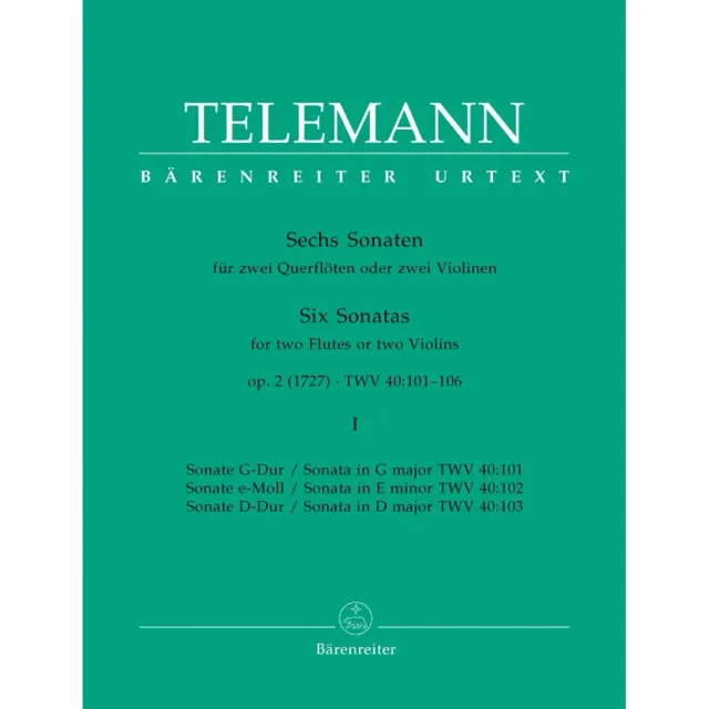 Bärenreiter Telemann Sechs Sonaten Op 2 Noten Vol I Urtext