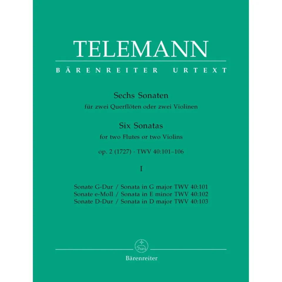Bärenreiter Telemann Sechs Sonaten Op 2 Noten Vol I Urtext