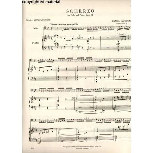 International Goens Scherzo Op 12 Noten Cello Klavier Fournier