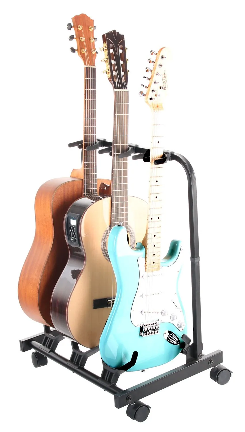 Rocktile Multistand 3-fach Gitarrenständer Rollen klappbar
