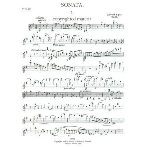 Shar Music Elgar Sonate Op 82 Noten Violine Klavier Novello