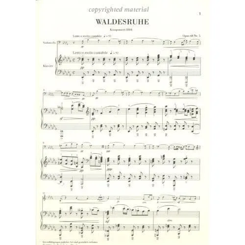 Henle Dvorak Waldesruhe op. 68 Nr. 5 Cello Noten Urtext