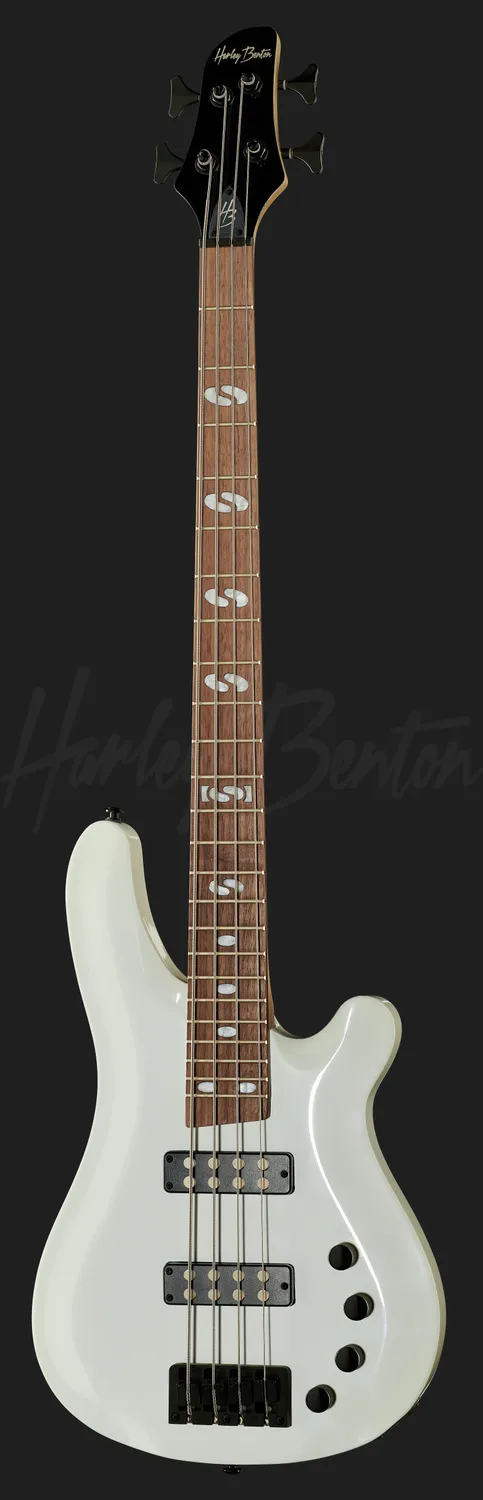 Harley Benton B-450 WH E-Bass aktiv weiß 24 Bünde