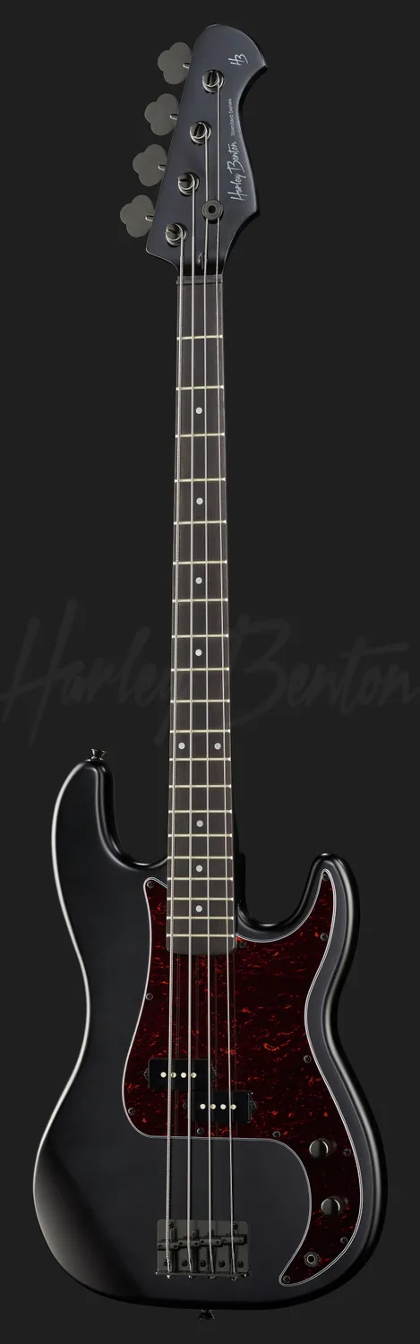 Harley Benton PB-20 SBK E-Bass Schwarz Split-Coil