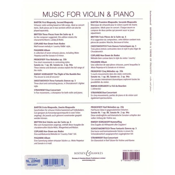 Boosey & Hawkes Rachmaninoff 18. Variation Violine Noten