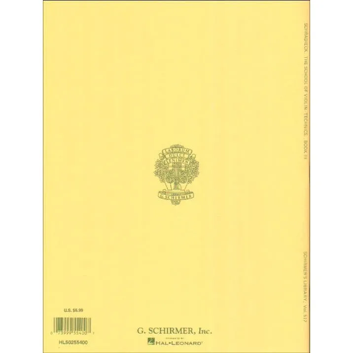 Schirmer Schradieck Violintechnik Buch 3 Noten Violine