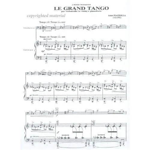Shar Music Piazzolla Le Grand Tango Noten Cello Klavier Berben