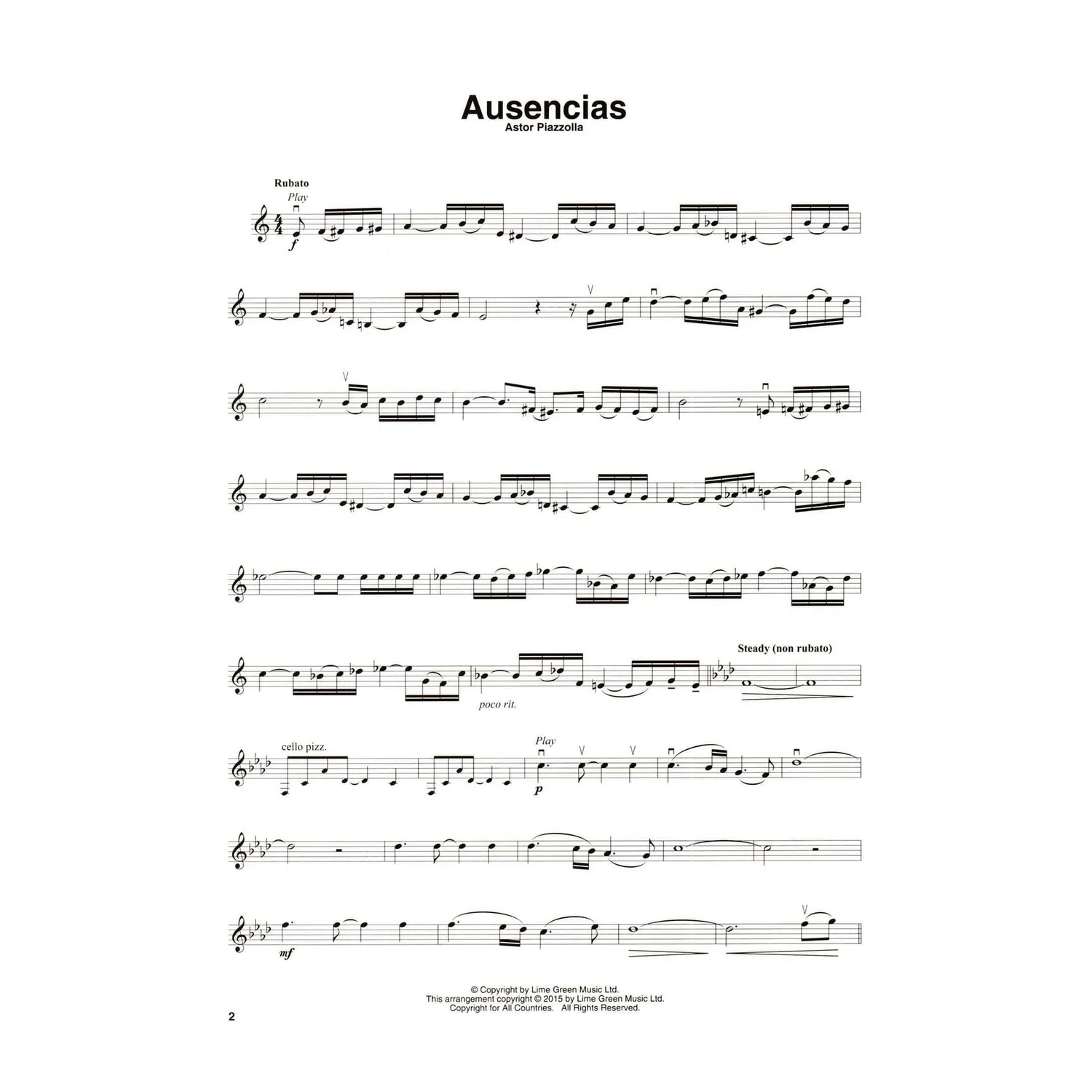 Hal Leonard Piazzolla Tangos Vol. 46 Violinenoten mit Audio