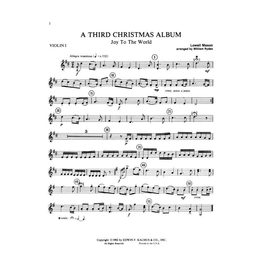 Shar Music Ryden Christmas Album No. 3 Noten Streichquartett 15 Carols