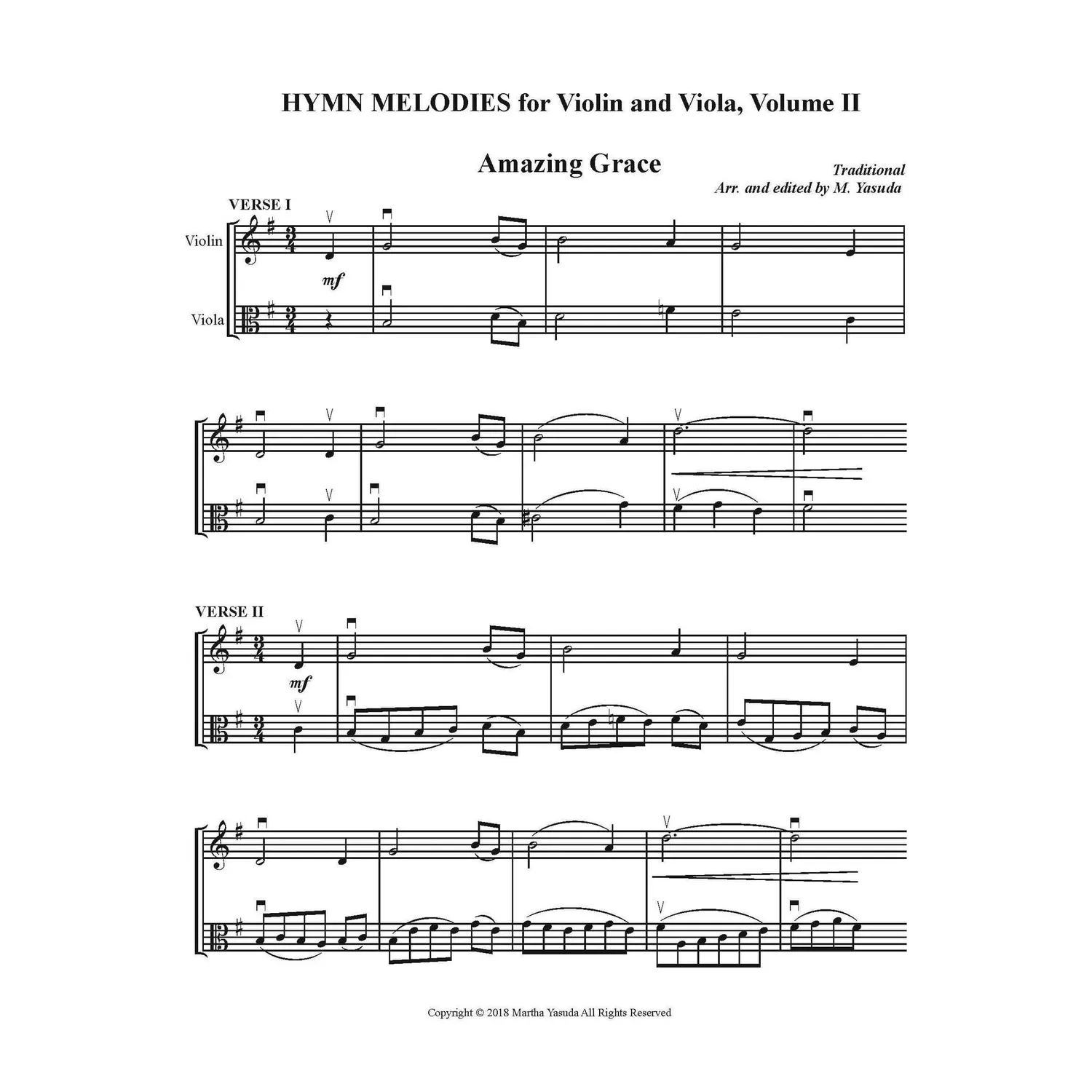 Yasuda Hymn Melodies Vol.2 Violine Viola Noten Download