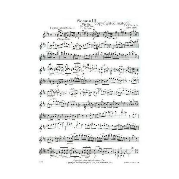 Schirmer Leclair Sonate D-Dur Op 9 Nr 3 Violine Klavier