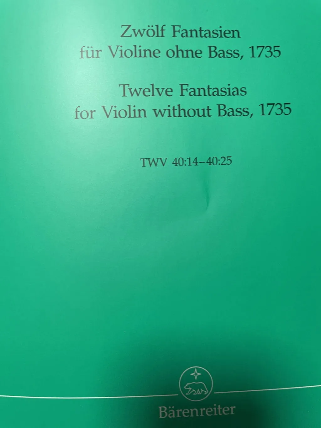 Shar Music Telemann 12 Fantasien TWV 40 Violine Solo Noten