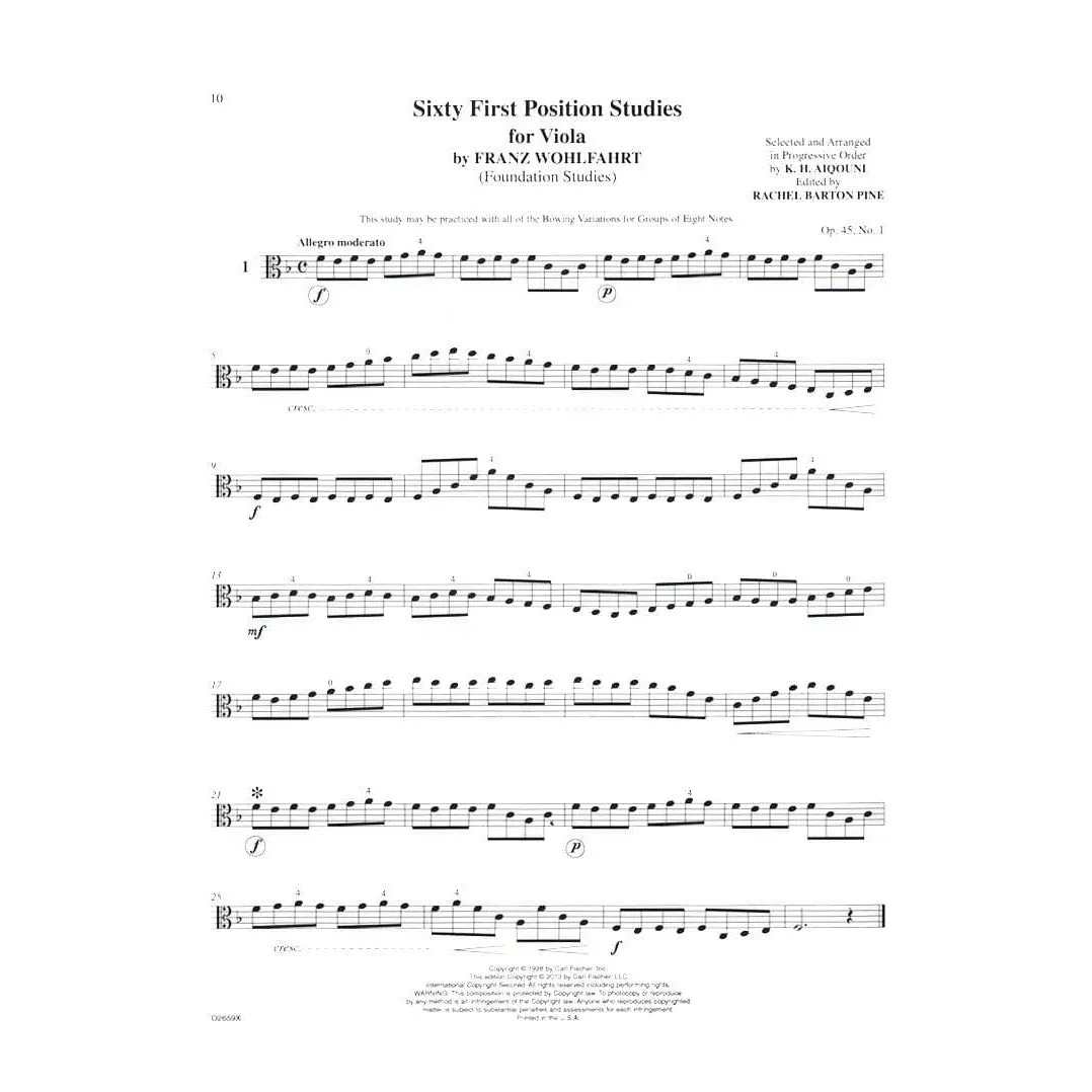 Carl Fischer Foundation Studies Book 1 Etüden Viola