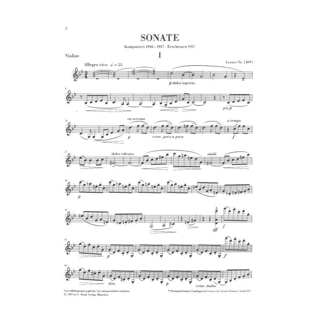 Henle Debussy Sonate g-Moll Violine Klavier Urtext