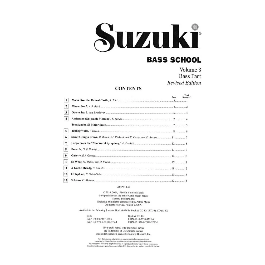 Suzuki Bass School Volume 3 Kontrabass Noten mit CD